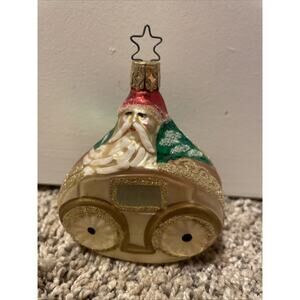 Vintage German Santa In Carriage Inge Glass Ornament Handpainted Decor Christmas